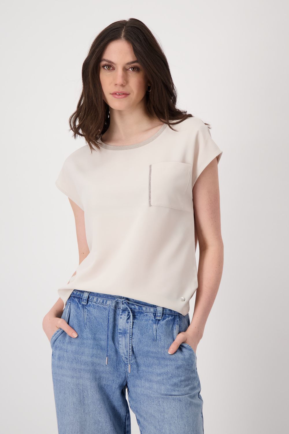 Monari shirt korte mouw met detail