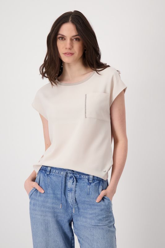 Monari shirt korte mouw met detail