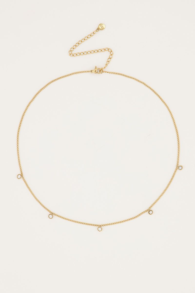 My Jewellery Ketting vijf strass steentjes Goud