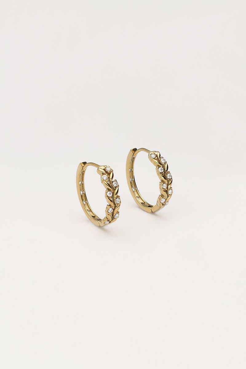 My Jewellery Earring hoop leaf stones Goud
