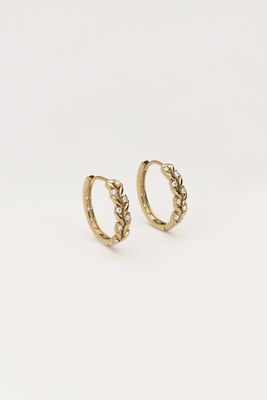 My Jewellery Earring hoop leaf stones Goud