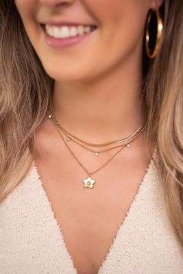 My Jewellery Ketting vijf strass steentjes Goud