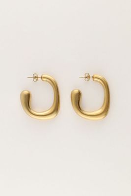 My Jewellery Earrings hoops oval matt Goud