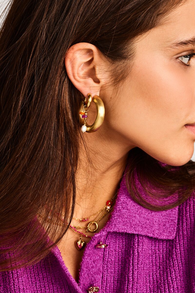 My Jewellery Earring hoop medium matt Goud