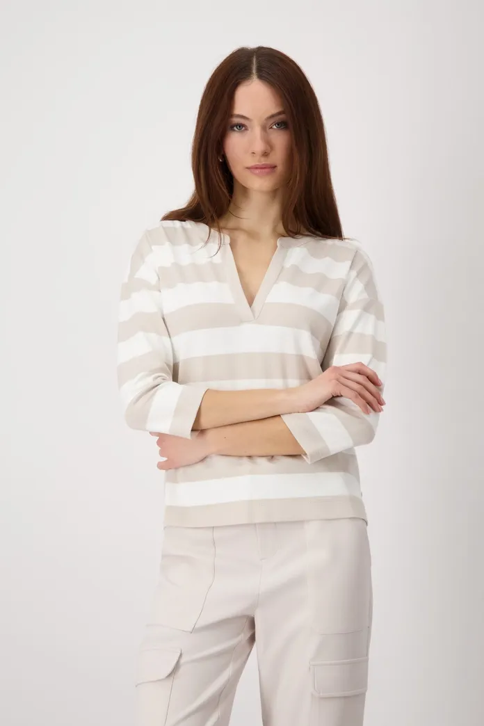 Monari Sweatshirt stripes beige