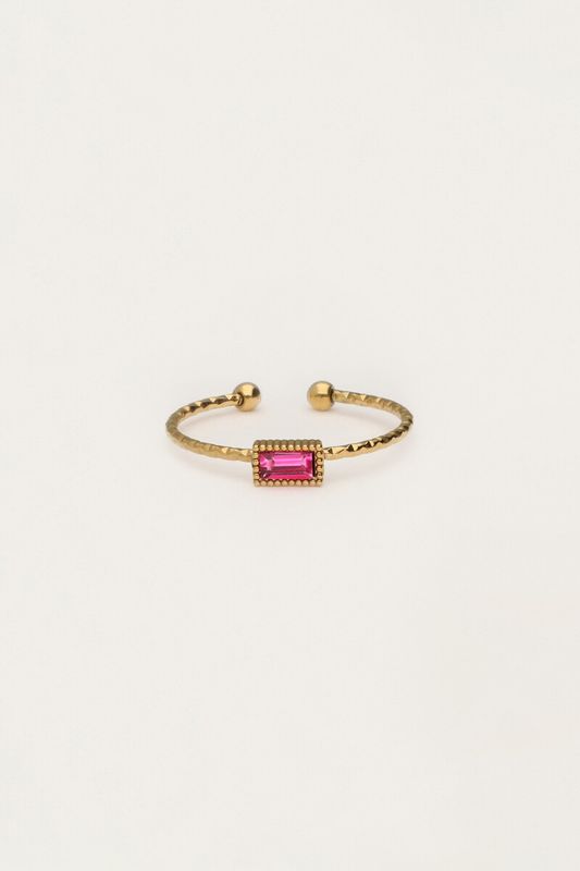 My Jewellery Ring fine square strass pink Goud