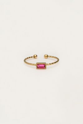 My Jewellery Ring fine square strass pink Goud
