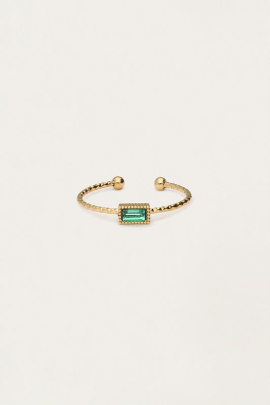 My Jewellery Ring fine square strass green Goud