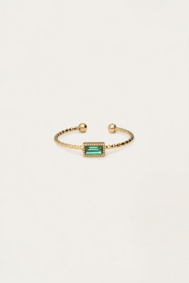 My Jewellery Ring fine square strass green Goud