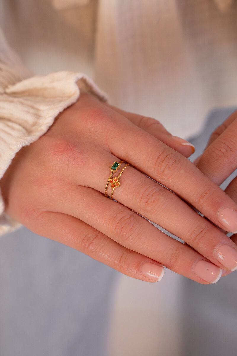 My Jewellery Ring fine clover strass orange Goud