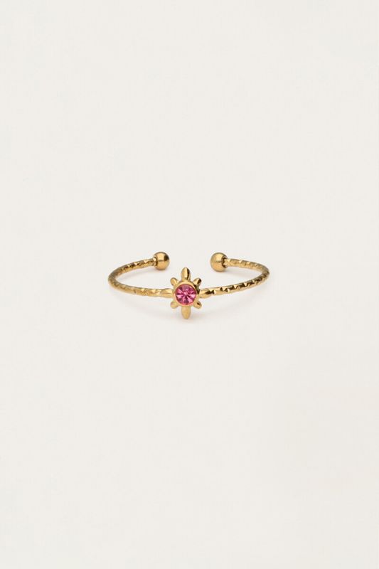My Jewellery Ring fine sun strass pink Goud
