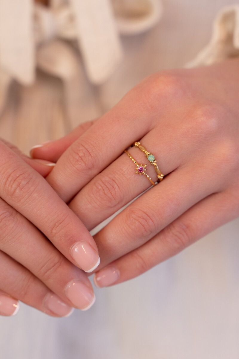 My Jewellery Ring fine sun strass pink Goud