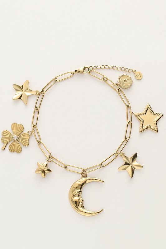 My Jewellery Bracelet charm moon clover star goud
