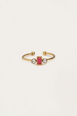 My Jewellery Ring fine square red strass Goud