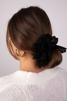 My Jewellery Hairscrunchie embroidery Zwart
