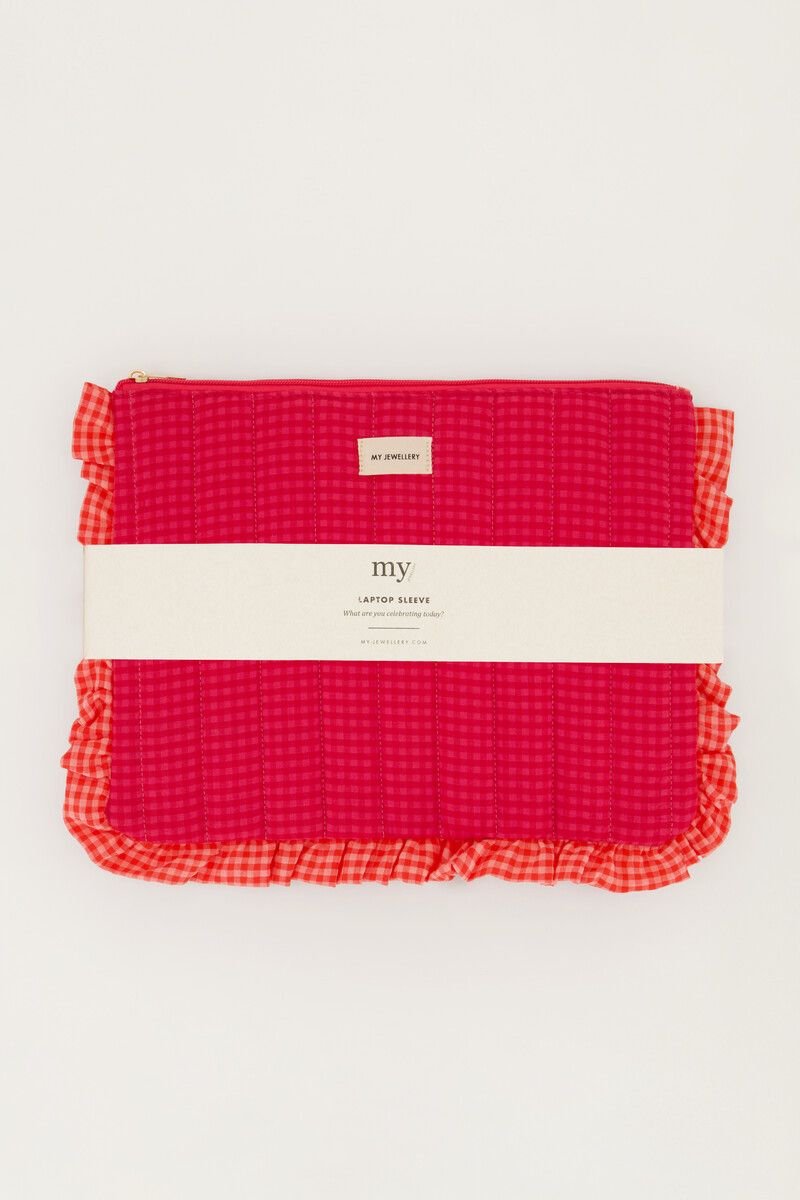 My Jewellery Laptop sleeve check Roze