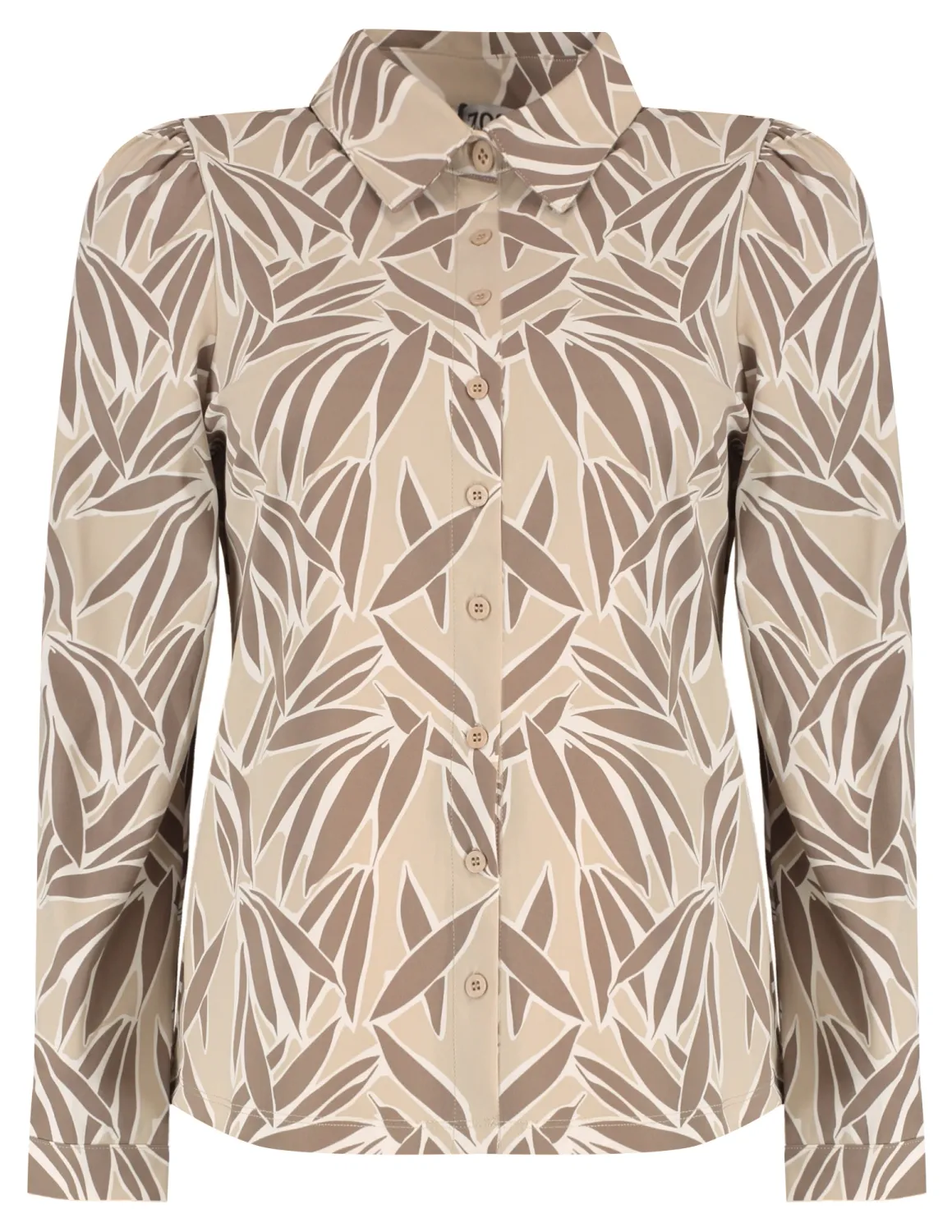 Zoso Print travel blouse Ecru