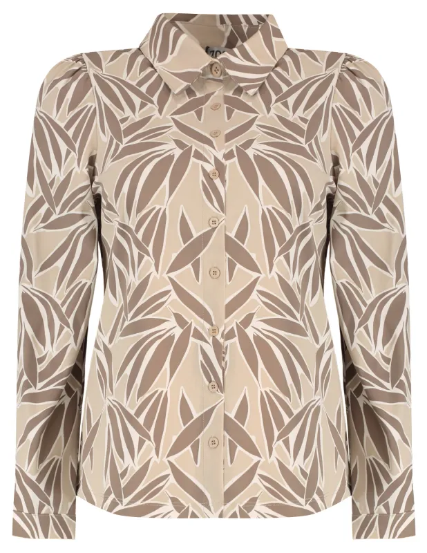 Zoso Print travel blouse Ecru