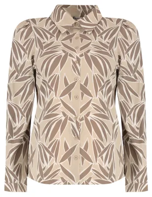 Zoso Print travel blouse Ecru