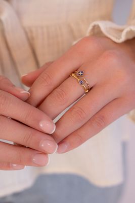 My Jewellery Ring fine small clover blue Goud