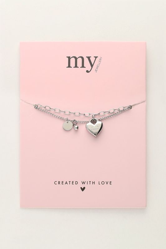 My Jewellery Bracelet chain &amp; love life heart Zilver