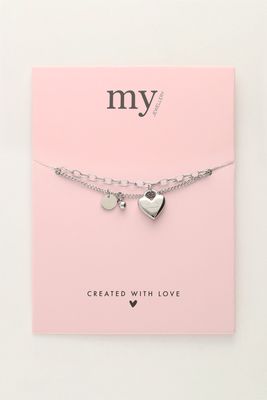 My Jewellery Bracelet chain &amp; love life heart Zilver