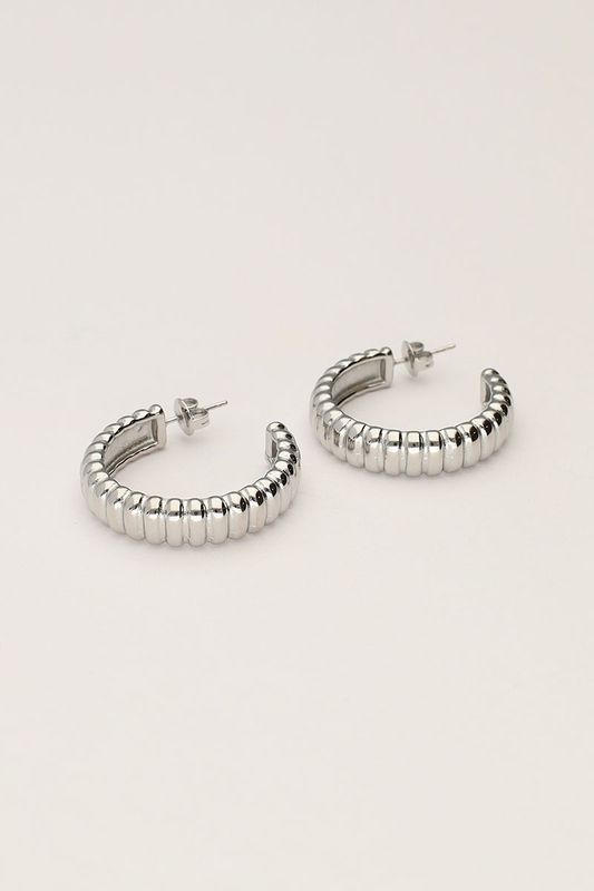 My Jewellery Earring hoops horizontal stripes Zilver