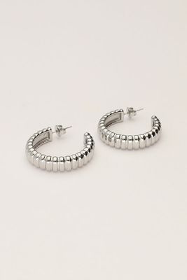 My Jewellery Earring hoops horizontal stripes Zilver