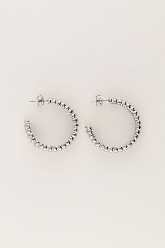 My Jewellery Earrings hoops horizontal stripes Zilver