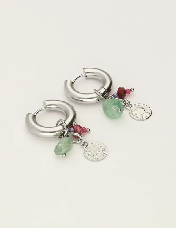 My Jewellery Oorbellen met groene steentjes Zilver