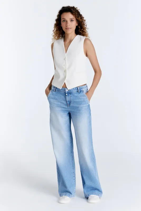 Cup Of Joe Denim wide leg chino Blauw Maxine