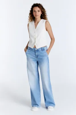 Cup Of Joe Denim wide leg chino Blauw Maxine