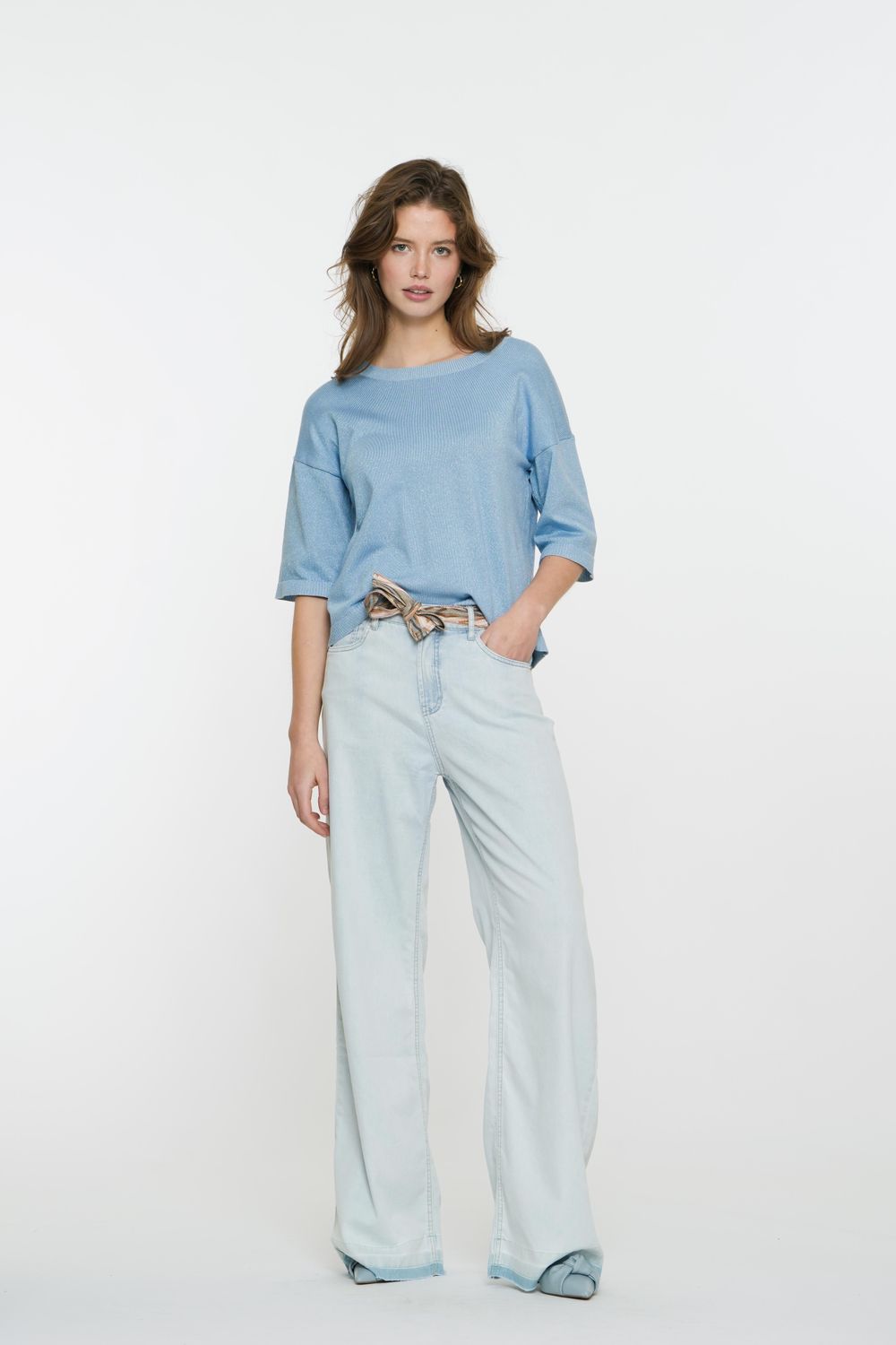 Geisha Jeans wide + belt Blauw