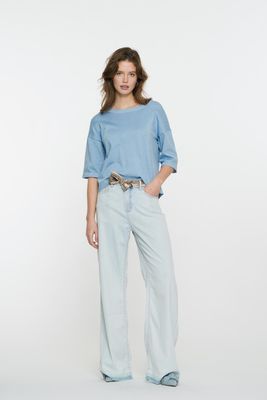 Geisha Jeans wide + belt Blauw