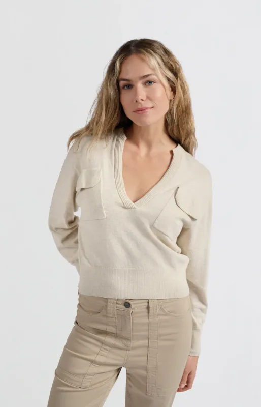 Yaya V-hals shirt met speels deetail