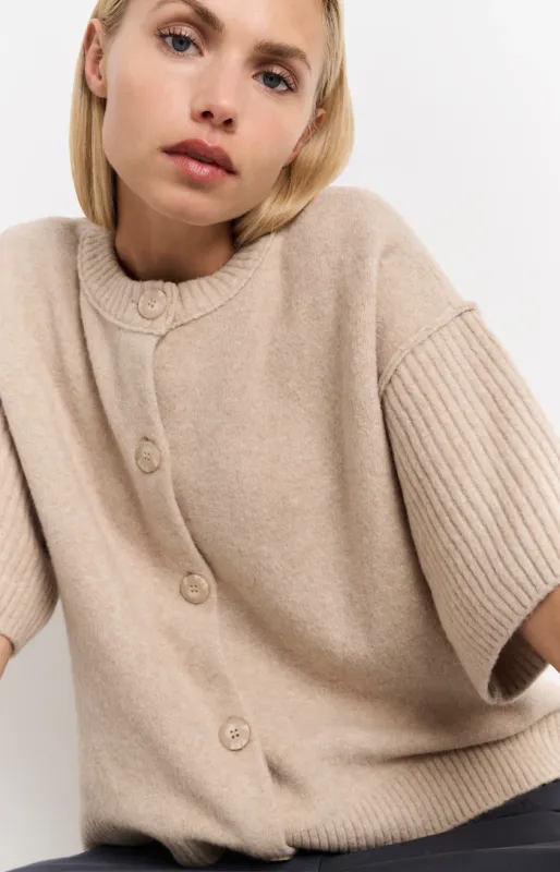 Yaya rib gebreid vest met korte mouwen