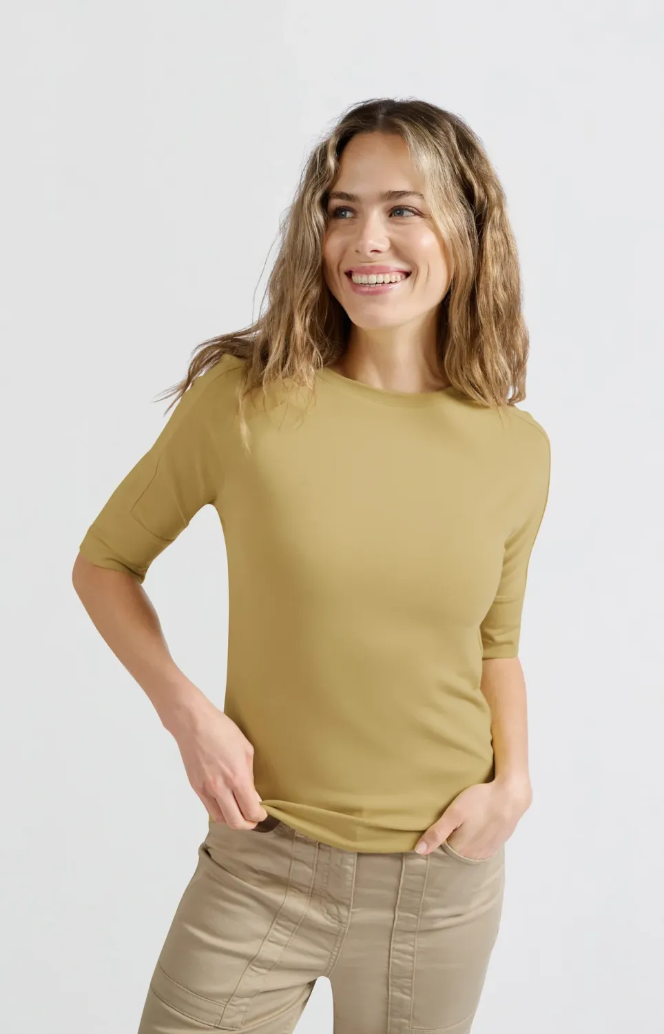 YAYA T-shirt met inzetmouwen en normale pasvorm Geel