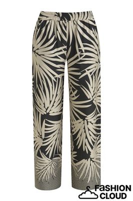 Milano Italy Wide Leg Broek Met Elastiek Taille Zwart
