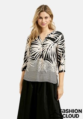 Milano Italy Blouse Met V-Hals Zwart