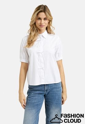 Milano Italy Blouse Met Kraag En Strikken Wit