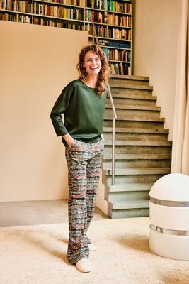 Kyra trousers boucle print Groen Boucle