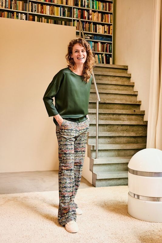 Kyra trousers boucle print Groen Boucle