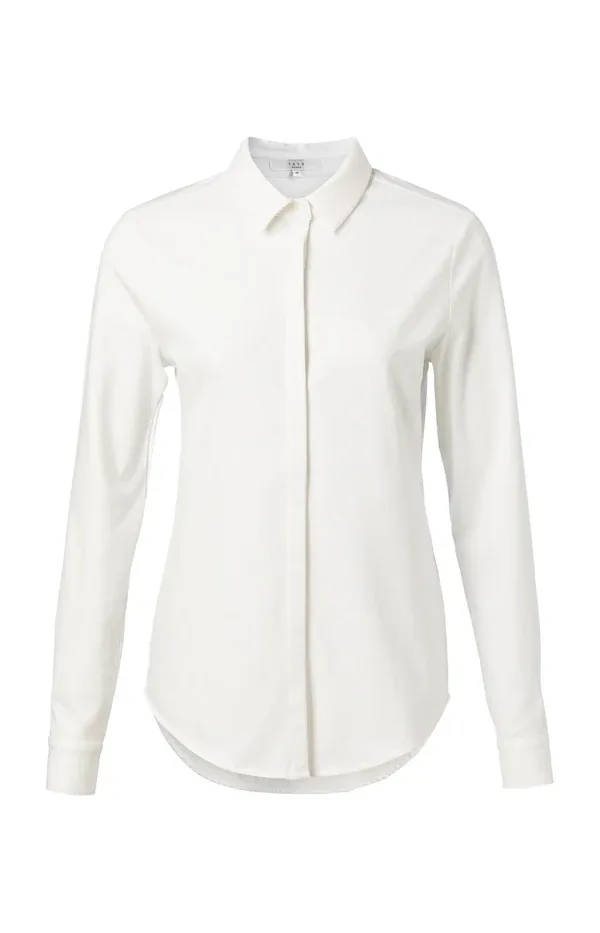 Yaya Basic getailleerde blouse met blinde knoopsluiting