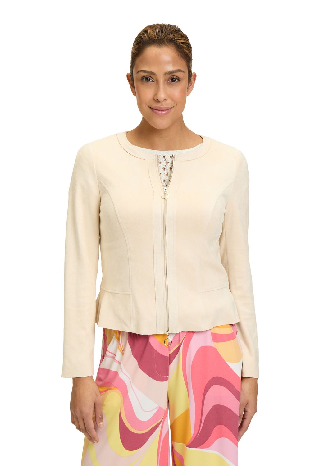 Betty Barclay blazer ronde hals met rits ecru