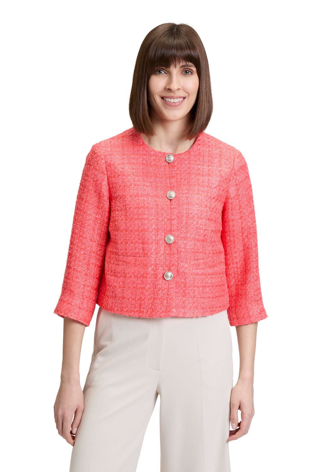 Betty Barclay Blazer  ronde hals met knopen koraal