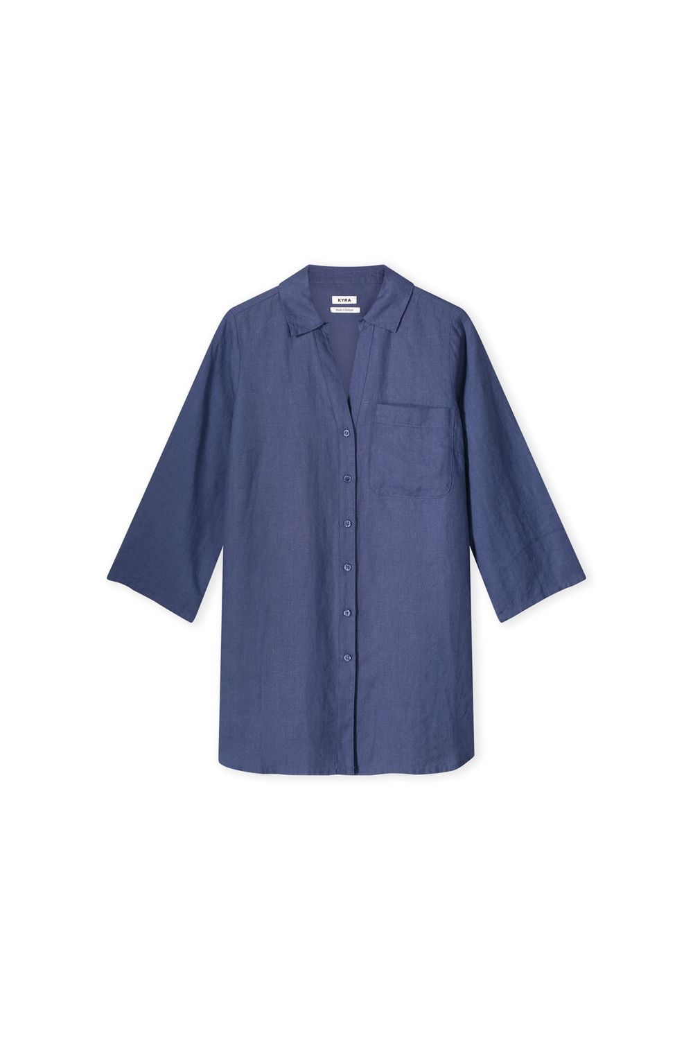 Kyra blouse 3/4 mouw linen Blauw