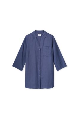 Kyra blouse 3/4 mouw linen Blauw