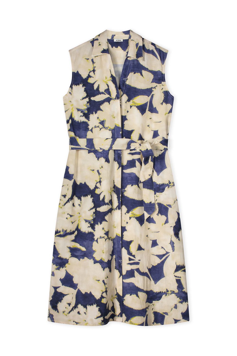 Kyra dress long sleeveless flower print Blauw