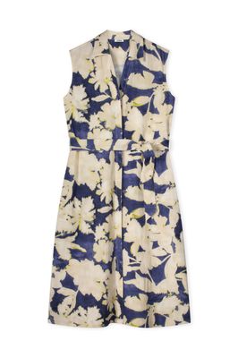 Kyra dress long sleeveless flower print Blauw