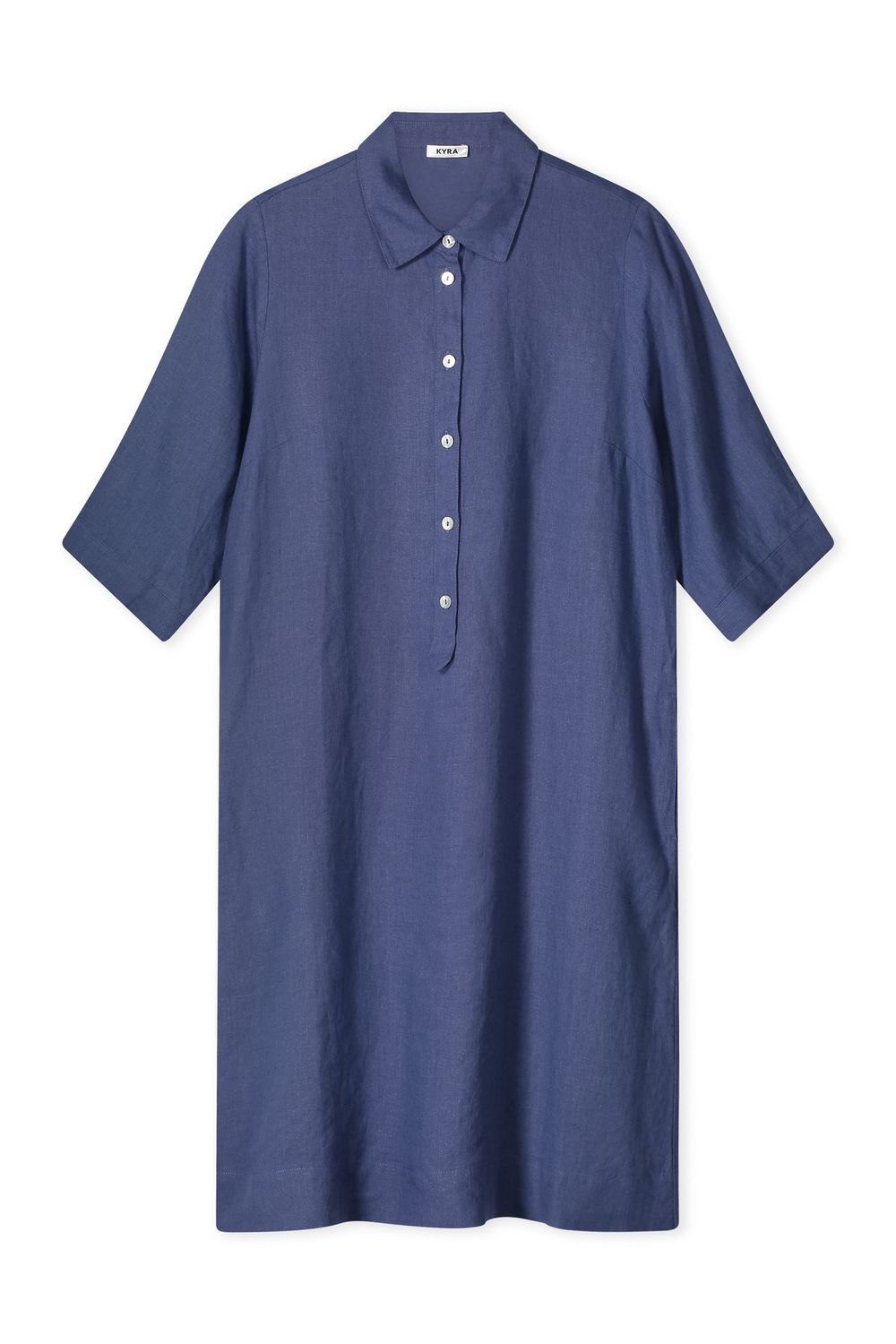 Kyra dress 3/4 mouw linen Blauw